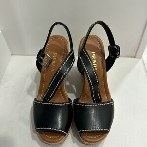 Prada leather espadrille wedge
